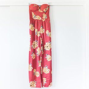 Band of Gypsies Peach Floral Jumpsuit NWT